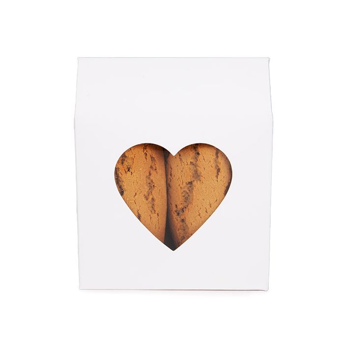 Kraft Gift Boxes White with Heart Window 105x44x133 mm 