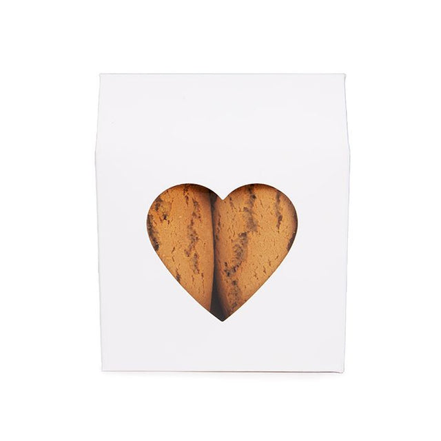 Kraft Gift Boxes White with Heart Window 105x44x133 mm 