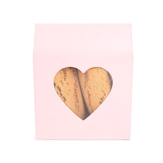 Kraft Gift Boxes Pink with Heart Window 105x44x133 mm 