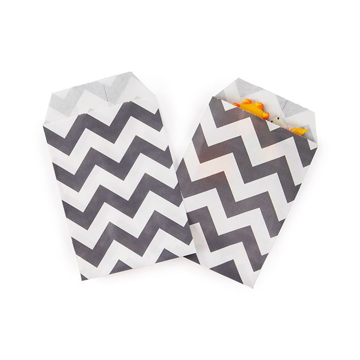 Paper Bags White with Black Chevron Stripes 76x127 mm 