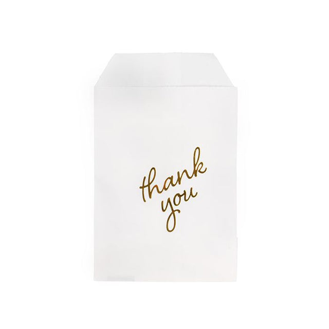 Paper Bags White with Gold Thank You 76x127 mm 