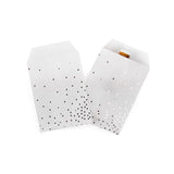 Papier- Klappenbeutel Weiß mit Silber Punkten 76x127 mm - 100 Stk