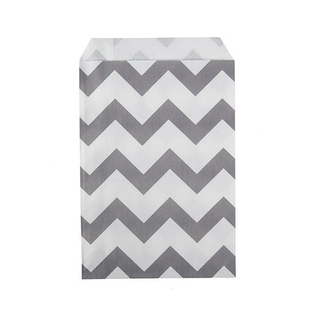 Paper Bags White with Grey Chevron Stripes 127x203 mm 
