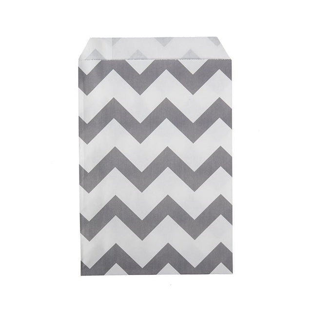 Paper Bags White with Grey Chevron Stripes 127x203 mm 