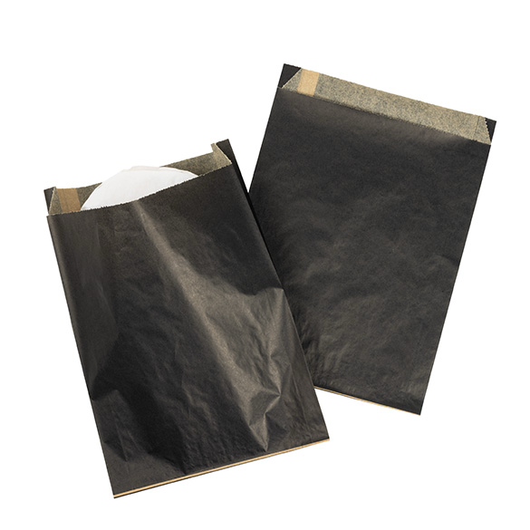 Fettabweisende Papierbeutel Schwarz 17,1x2,7x22,9cm - 100 Stück