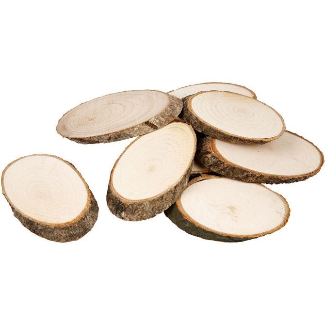 Wooden Discs, approx. 7.5x4.5 cm, thickness 8 mm 