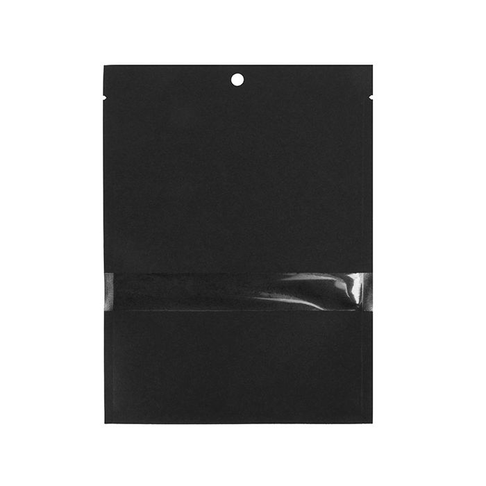 Klappenbeutel Kraftpapier Schwarz Umweltfreudnlich 127x178 mm Verschließbar mit Fenster - 100 Stk