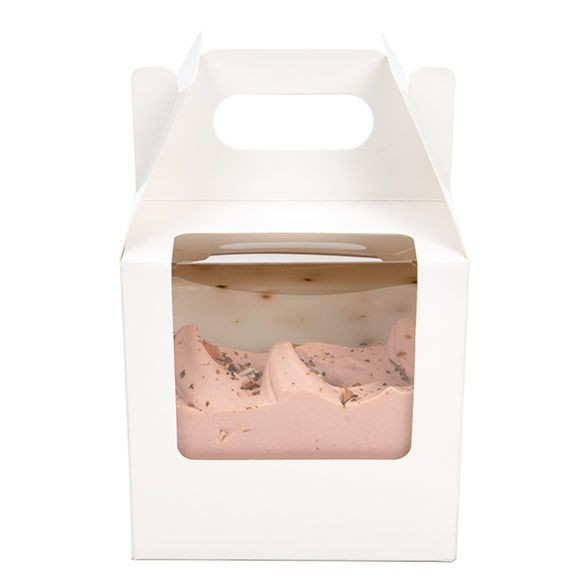 Papierboxen mit Griffen Weiß 102x102x102mm mit Sichtfenster - 25 Stk