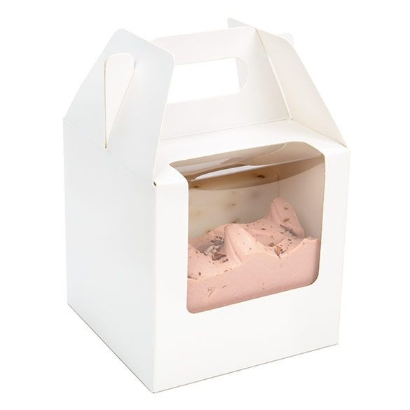 Papierboxen mit Griffen Weiß 102x102x102mm mit Sichtfenster - 25 Stk