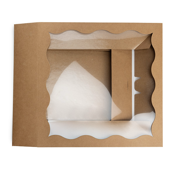 Kraft Papierschachtel mit Wellenrand Fenster 30,5x6,4x30,5cm - 25 Stück