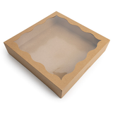 Kraft Papierschachtel mit Wellenrand Fenster 30,5x6,4x30,5cm - 25 Stück