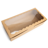 Kraft Papierschachtel mit Wellenrand Fenster 30x6,5x14cm - 25 Stück