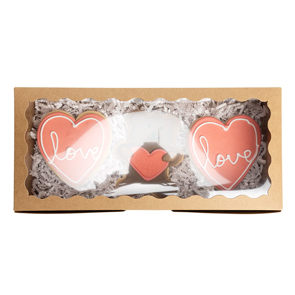 Kraft Papierschachtel mit Wellenrand Fenster 30x6,5x14cm - 25 Stück