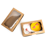 Kraft Papierschachtel mit Wellenrand Fenster 17,8x3,8x11cm - 25 Stück