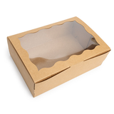 Kraft Papierschachtel mit Wellenrand Fenster 22,1x7x15,1cm - 25 Stück