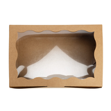 Kraft Papierschachtel mit Wellenrand Fenster 22,1x7x15,1cm - 25 Stück