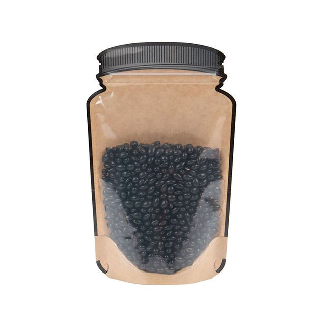 Mason Jar Zipper Pouch Kraft w/ Clear Front 130x76x206mm 