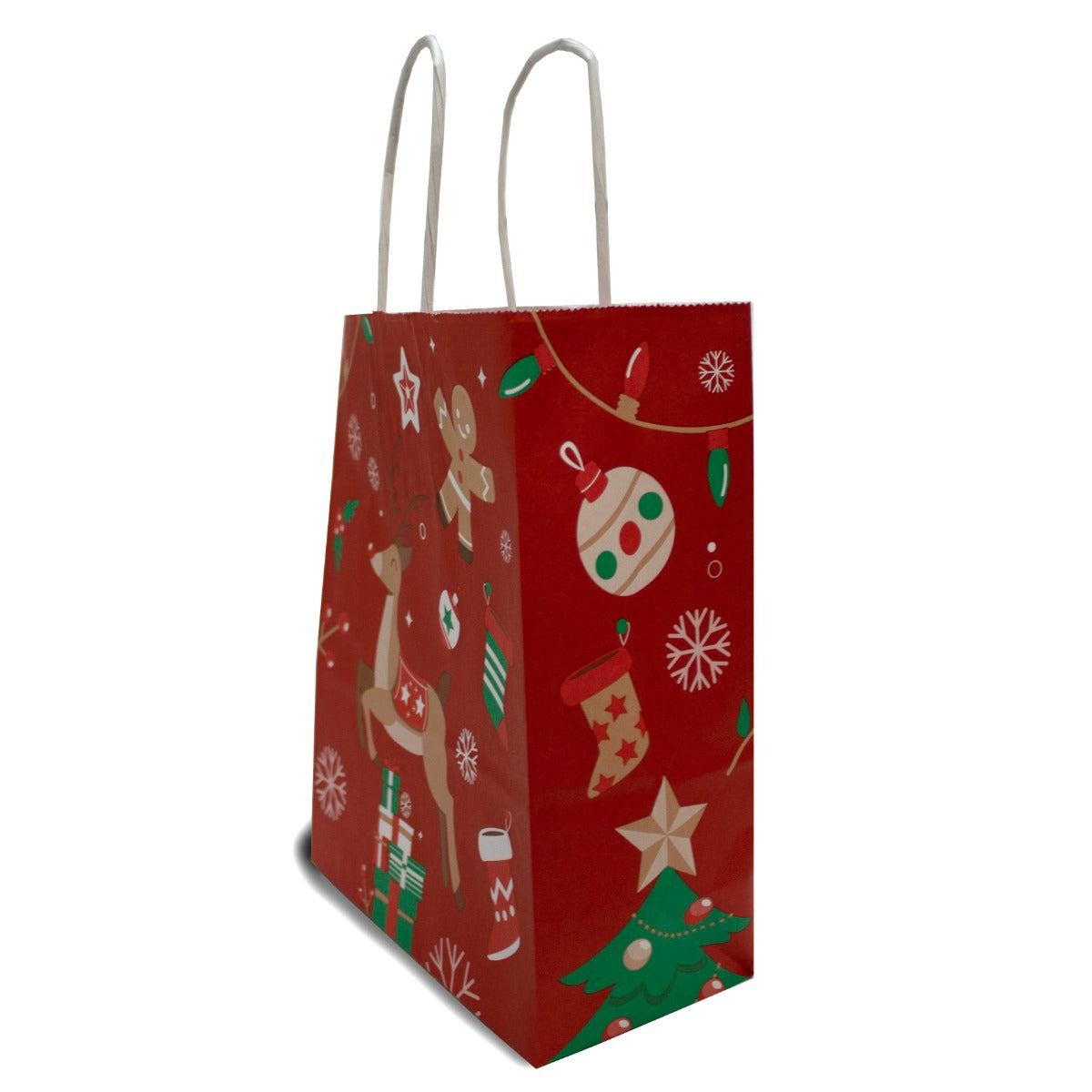 Papiertragetaschen Weihnachten 18+8x22cm Kraftpapier 90 g/m² - 50 Stk