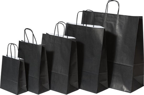 Paper Carry Bags Black 320+120x410mm 