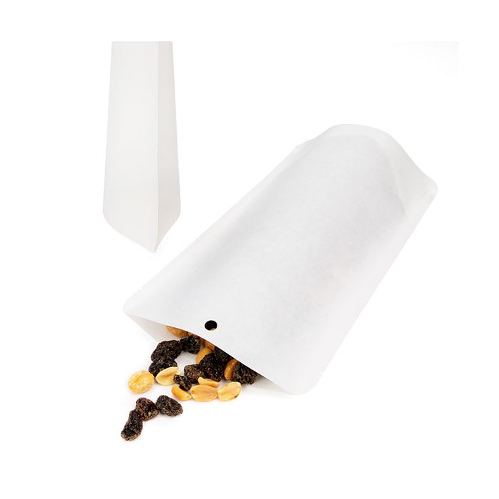 Standbodenbeutel Kraftpapier Weiß Umweltfreundlich 130x79x206 mm - 100 Stk