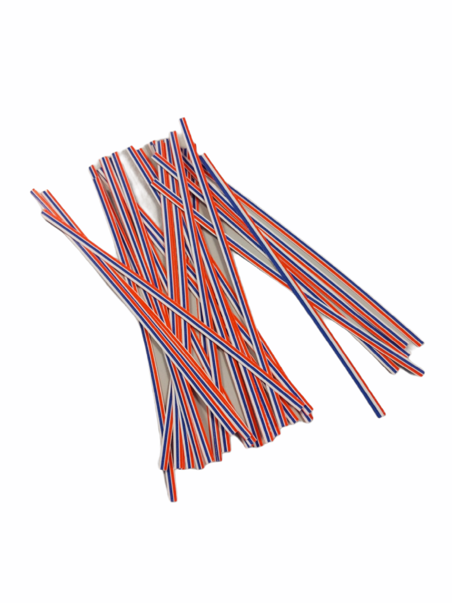 Tin Ties 15.2x0.4cm Paper Blue White Red Mixed (1.000 pieces) [TT6BWR]
