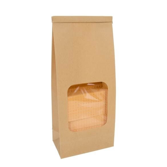 Block bottom Bags Tin Tie Closure Brown 108x64x267mm 