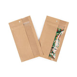 Druckverschlussbeutel Kraftpapier mit vertikalem Fenster 102x165mm - 100 Stk
