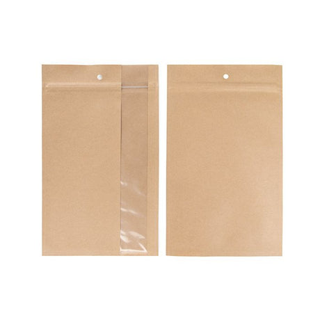 Grip Seal Bags Kraft With Vertical Window 152 x235 mm 