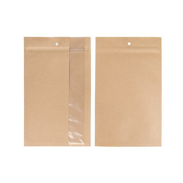 Grip Seal Bags Kraft With Vertical Window 152 x235 mm 