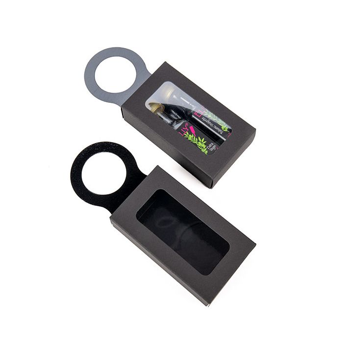 Pappschachteln mit Fenster & Aufhängeloch 55x30x100mm Schwarz - 25 Stk