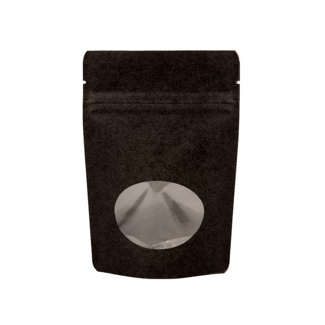 Stand Up Pouches Kraft Black with oval Window 130x80x205mm | 113 grams 
