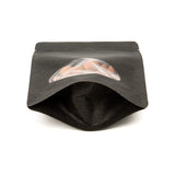 Standbodenbeutel Kraftpapier Schwarz 130x80x205mm | 110 Gramm mit rundem Fenster - 100 Stk