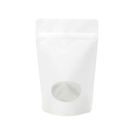 Stand Up Pouches Kraft White with oval Window 149x89x232mm | 312 grams 