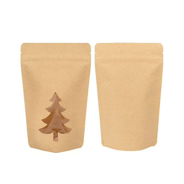 Stand Up Pouches Kraft With Tree Window 130x79x206 mm 