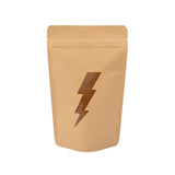 Standbodenbeutel Kraftpapier mit Lightning Bolt Fenster 130x79x206mm - 25 Stk