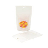 Standbodenbeutel Kraftpapier Weiß 80x50x130mm | 28 Gramm mit Fenster & Aufhängeloch - 100 Stk