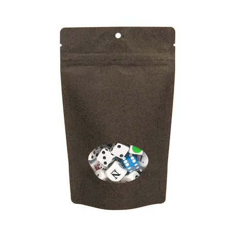 Stand Up Pouches Kraft Black with oval Window 130x80x205mm with hanghole | 113 grams 