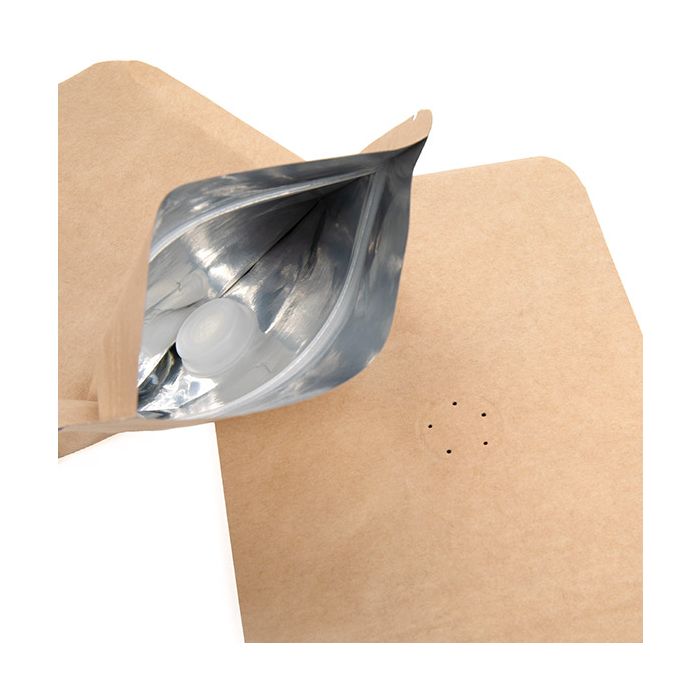 Standbodenbeutel Kraftpapier 102x60x152mm | 57 Gramm | mit Ventil - 100 Stk