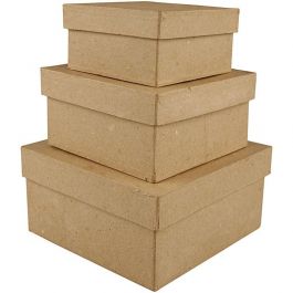 Quadratische Boxen, Größe 10+12,5+15 cm, H: 5+6+7,5 cm - 3 Stk