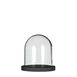 Glasglocke mit schwarzem Holzsockel Ø12cm H.13cm - 1 Stk