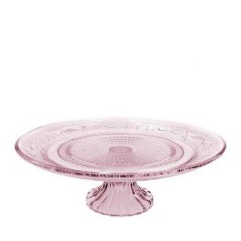 Tortenplatte Glas mit Boden Rosa Ø18xH: 7,5 cm - 1 Stk