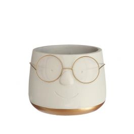 Topf mit Brille Gold Ø16 h: 11,5 cm - 3 Stk