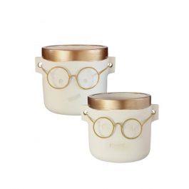 Topf mit Brille Gold 2 ass. Ø12 h:11,5 cm - 6 Stk