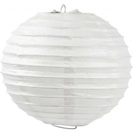 Reispapier-Lampe/-Lampion, Weiß, Rund, D: 20 cm, 1 Stk.