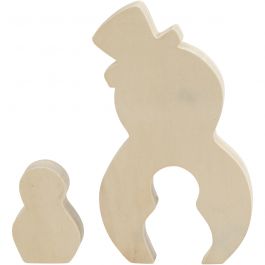 2in1-Figur, schneebedeckt, H: 7,7+20 cm, B: 5,3+11,3 cm, Sperrholz, Tiefe 2 cm - 1 set
