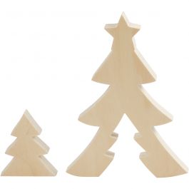 2in1 Abbildung, Weihnachtsbäume, H: 8+20 cm, B: 6,5+14,5 cm, Sperrholz, Tiefe 2 cm - 1 set