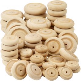 Holzknöpfe 2.4x0.8cm + 3x1cm + 4.2x1.1cm + 5x1.4cm - 4x40 Stk