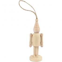 Holzfigur mit Elfenhut - H: 9cm - 1 Stk