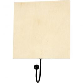 Metallhaken mit Holzplatte 12x12x0.5cm - 10 Stk