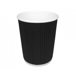 Kaffeetasse 230cc 8oz Ø80mm Ripple Schwarz - 500 Stück